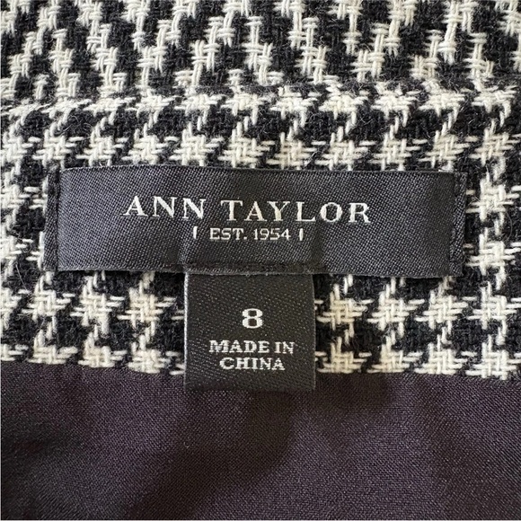 Ann Taylor Womens Black White Houndstooth Wool Blend Skirt Career Size 8 - Picture 3 of 6
